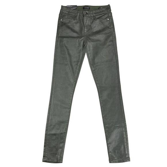 NWT JOE'S JEANS The Icon Mid Rise Skinny Ankle Sz 24 Green Coated Laser Camo - Picture 2 of 8